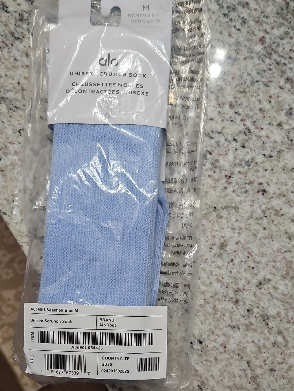 ALO Yoga Seashell Blue Unisex Scrunch Sock